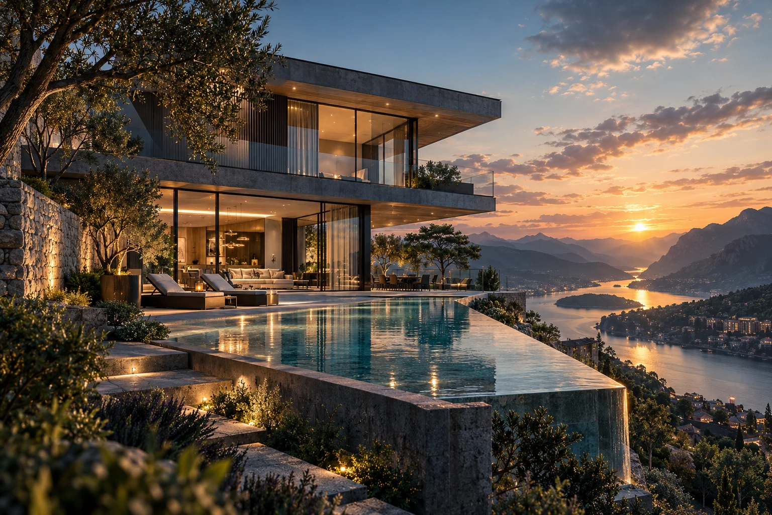 Casa Verde Cliffside Estate with Infinity Pool at Sunset